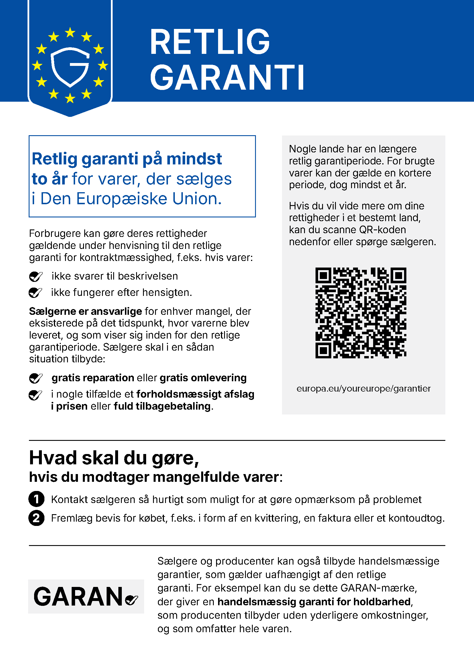 Information om retlig garanti