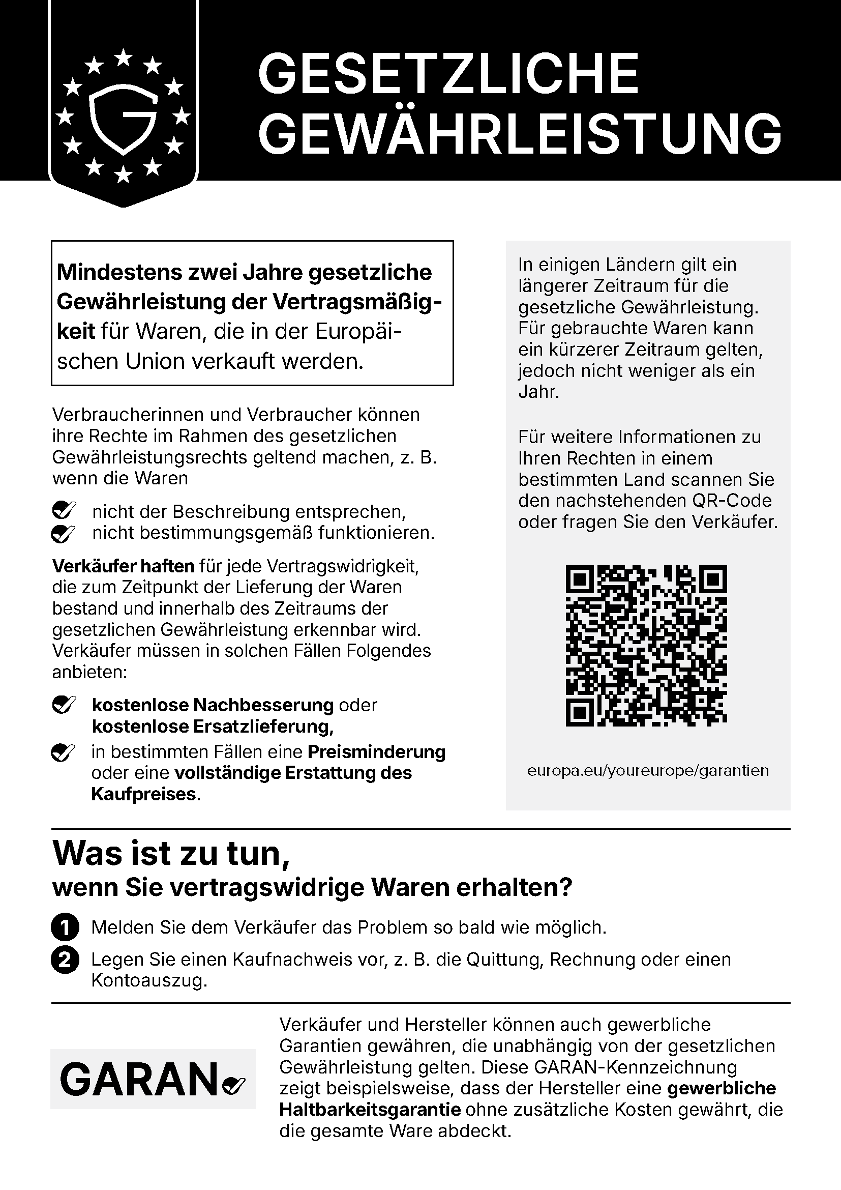 Gesetzliche gewährleistung