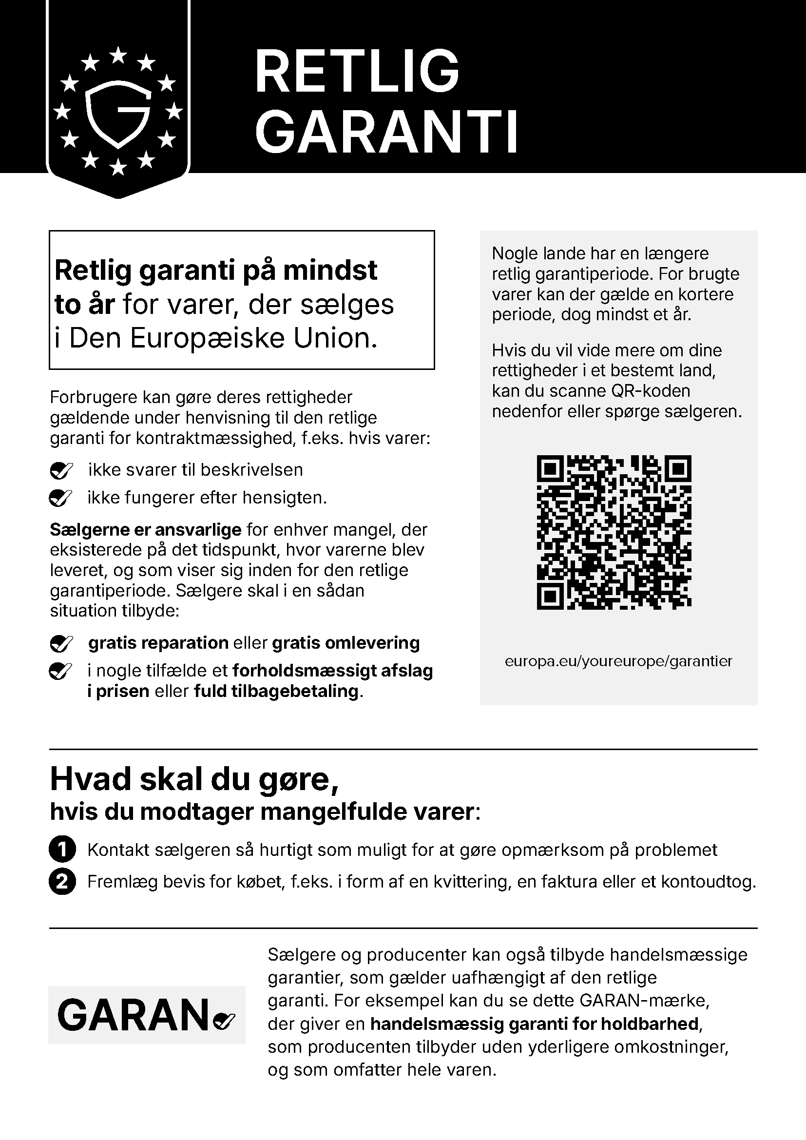 Information om retlig garanti